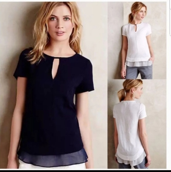 Anthropologie Tops - Anthropologie Deletta Soledad Chiffon Trim Top